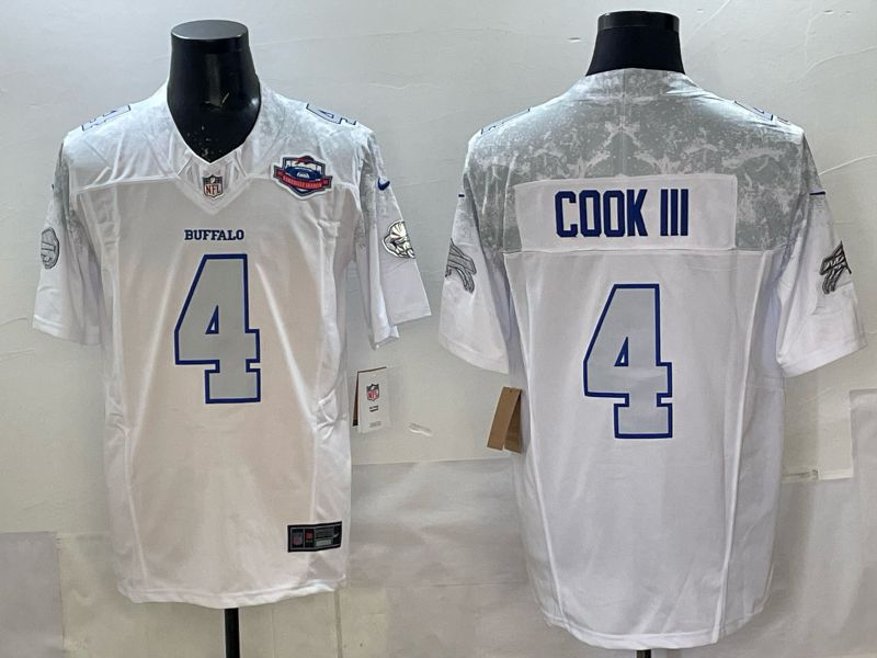 Men 2025 Buffalo Bills #4 Cook iii white 5th generation Throwback Nike Limited NFL Jersey style 09->buffalo bills->NFL Jersey